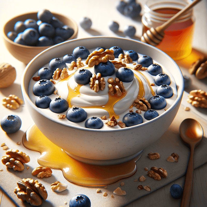 Greek yogurt, blueberries, honey, and walnuts recipe Kidney Ally